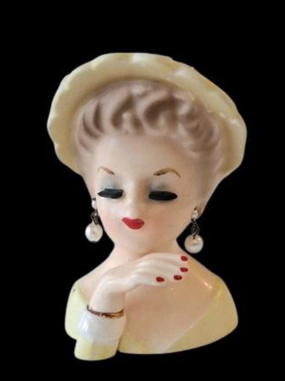 VINTAGE 1963 MCM E-774 MINI LADY HEAD VASE 3.5”H